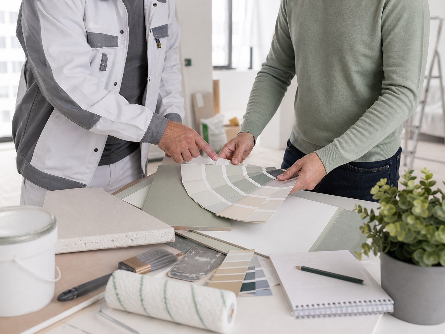 Conseil client autour de nuanciers et matériaux de rénovation